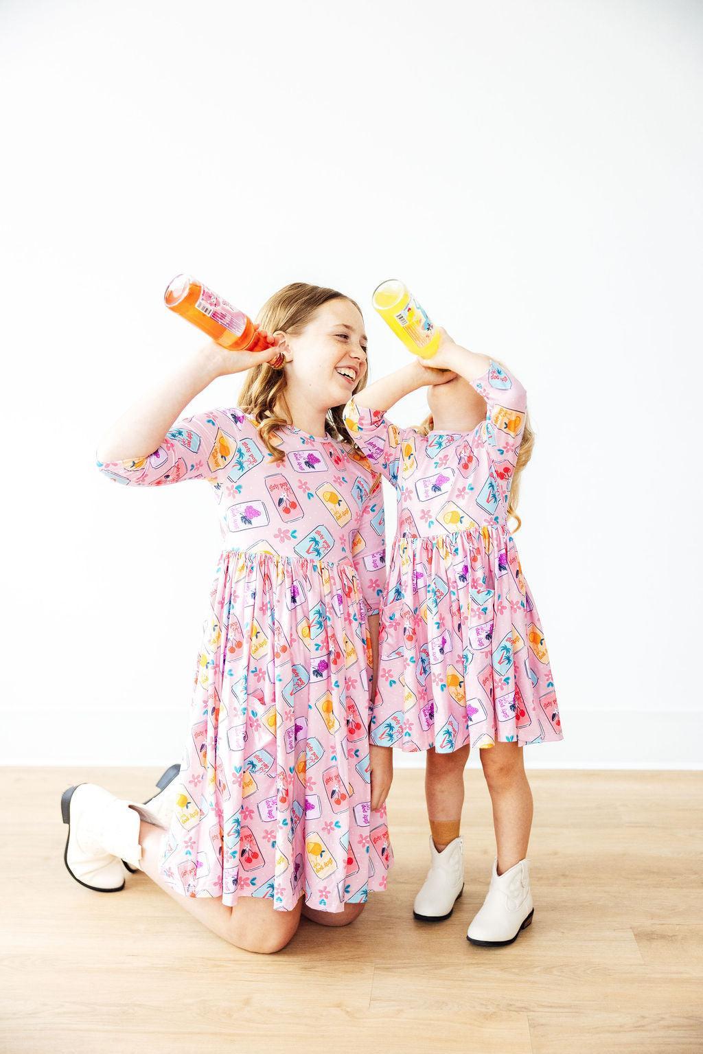 Girly Pop 3/4 Sleeve Pocket Twirl Dress - Mila & Rose ®