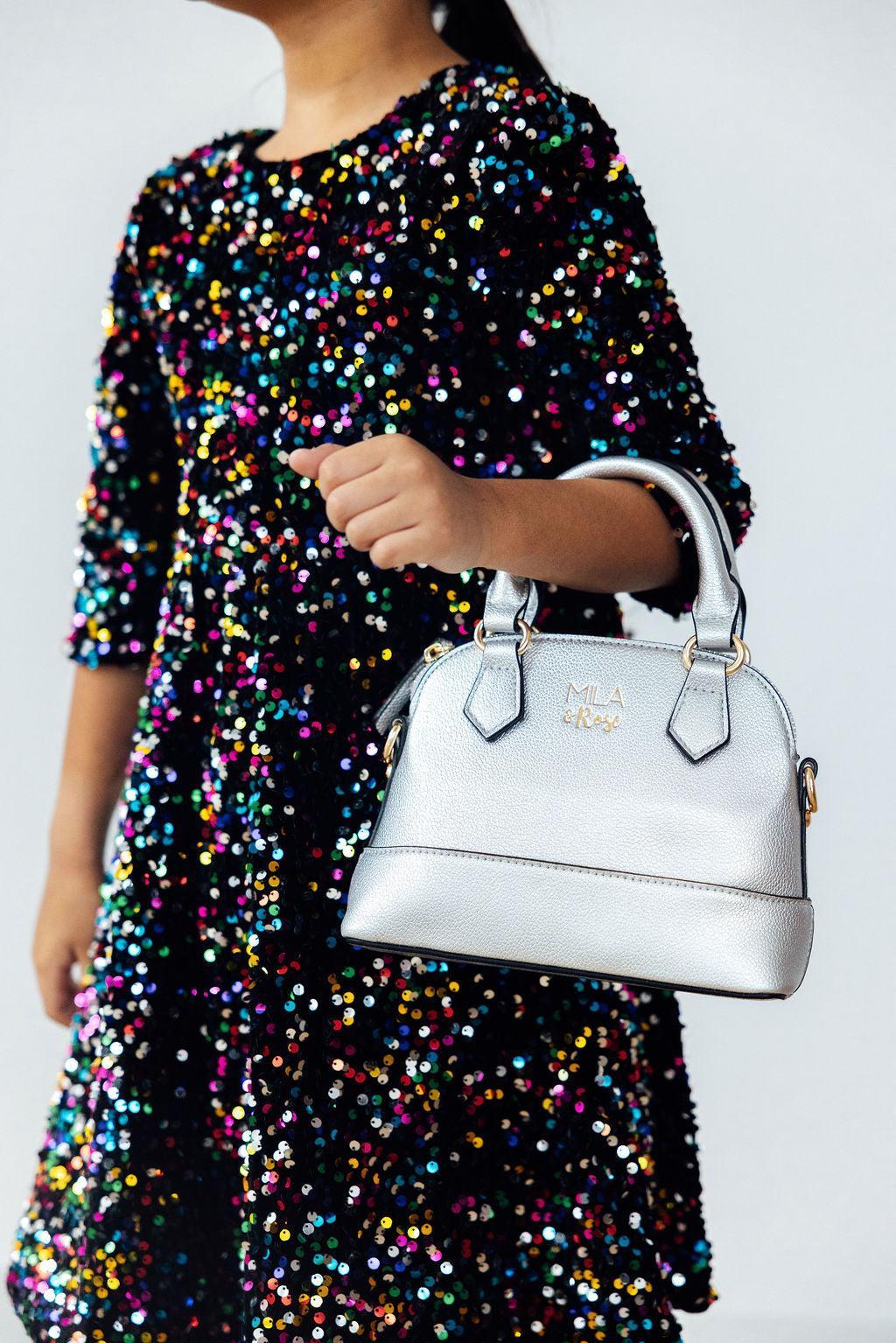 Silver Metallic Girl’s Crossbody Purse - Mila & Rose ®