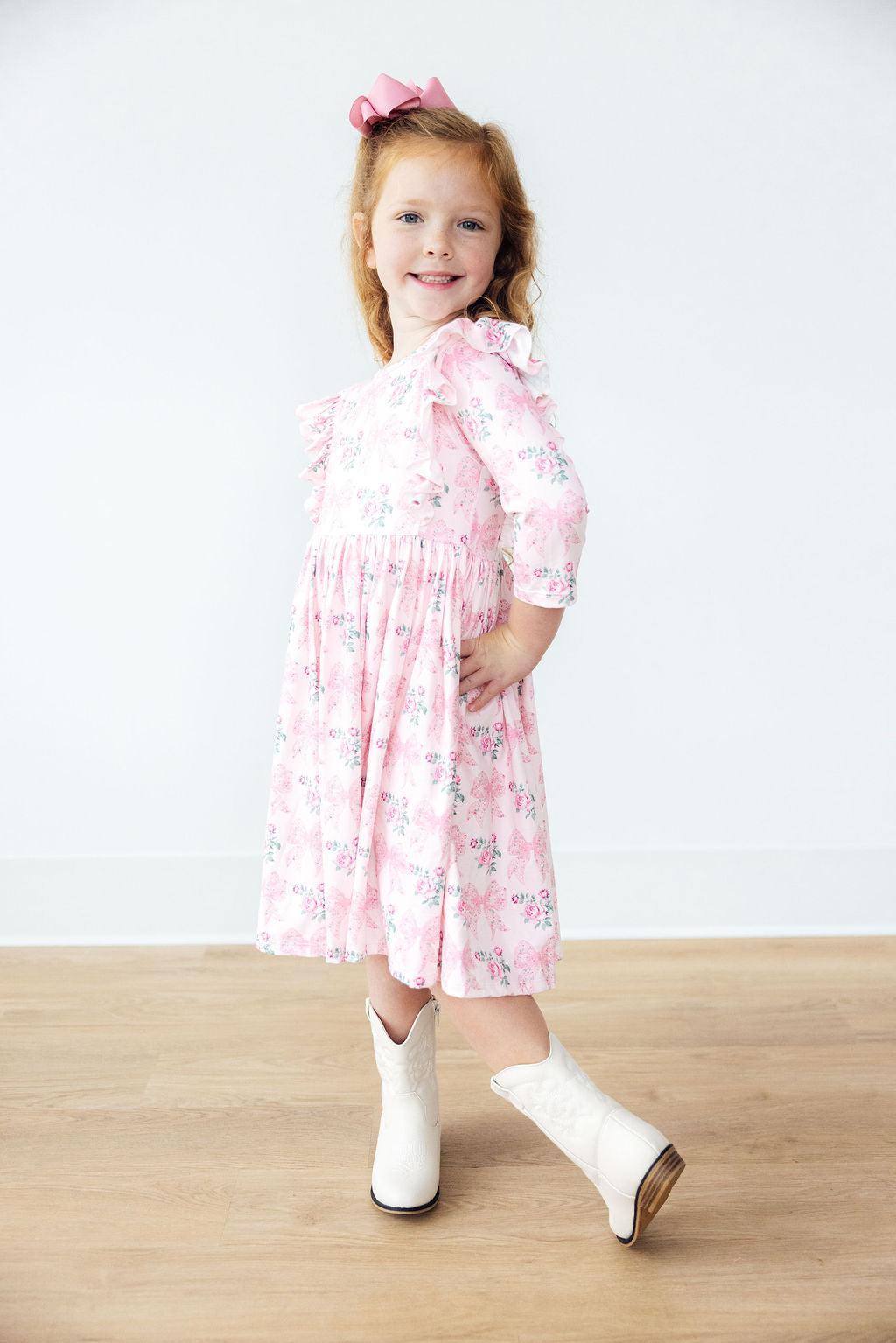 Heirloom Garden 3/4 Sleeve Ruffle Twirl Dress - Mila & Rose ®