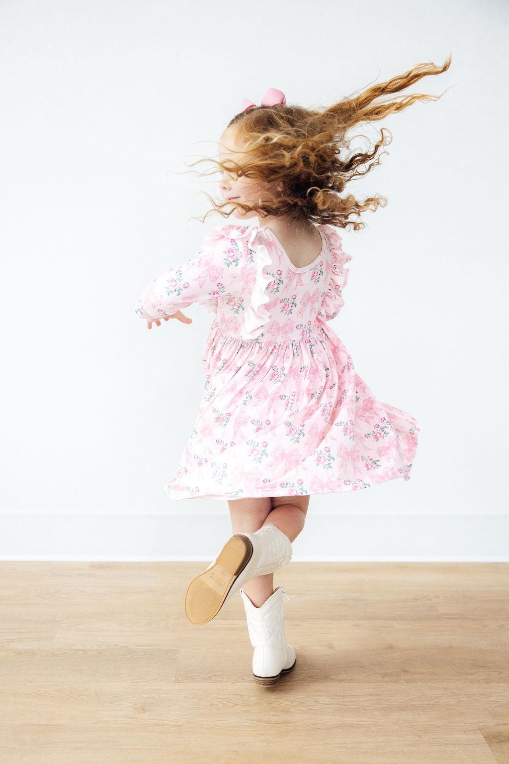 Heirloom Garden 3/4 Sleeve Ruffle Twirl Dress - Mila & Rose ®