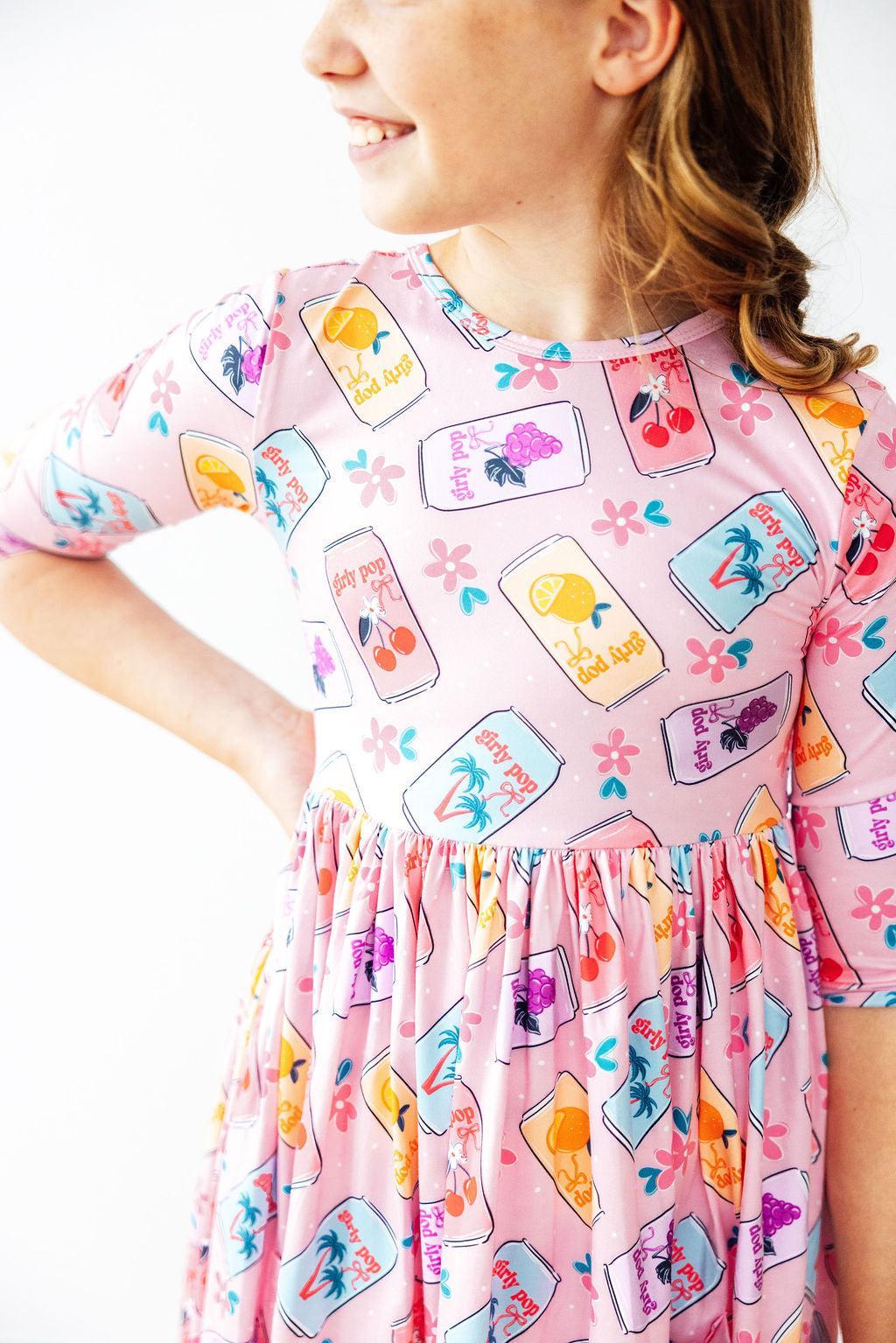 Girly Pop 3/4 Sleeve Pocket Twirl Dress - Mila & Rose ®