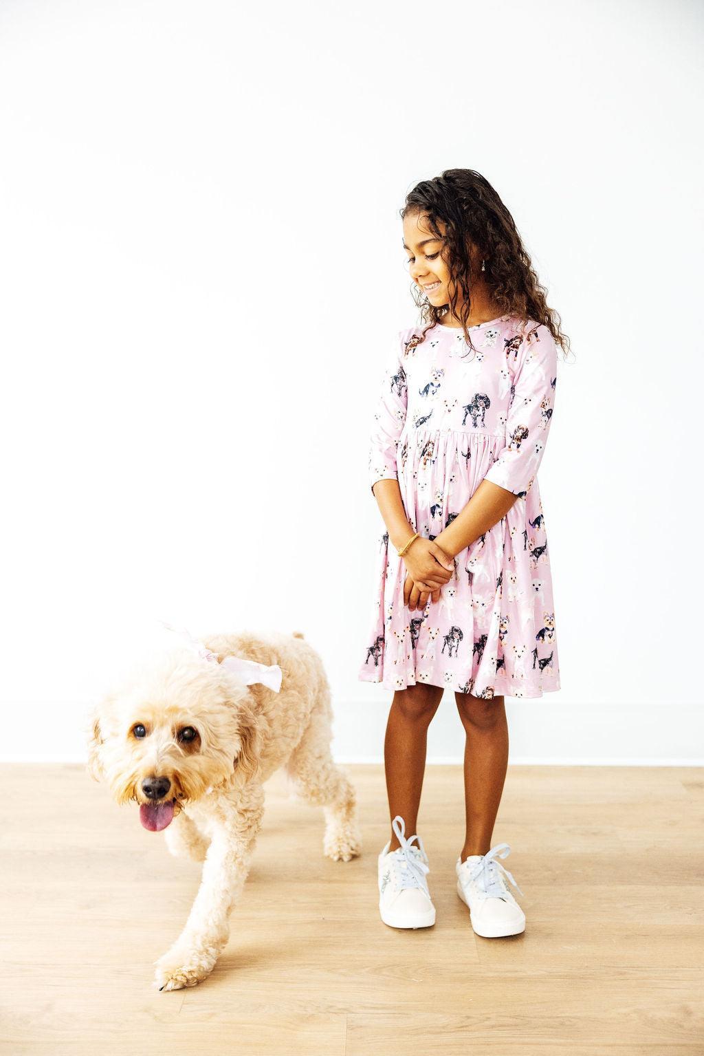 Puppy Kisses 3/4 Sleeve Pocket Twirl Dress - Mila & Rose ®