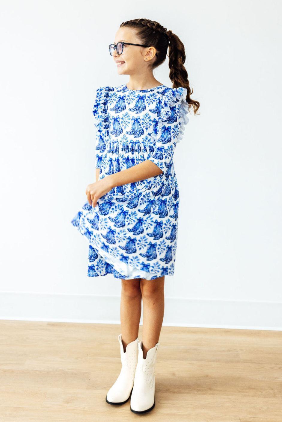 Southern Belle 3/4 Sleeve Ruffle Twirl Dress - Mila & Rose ®
