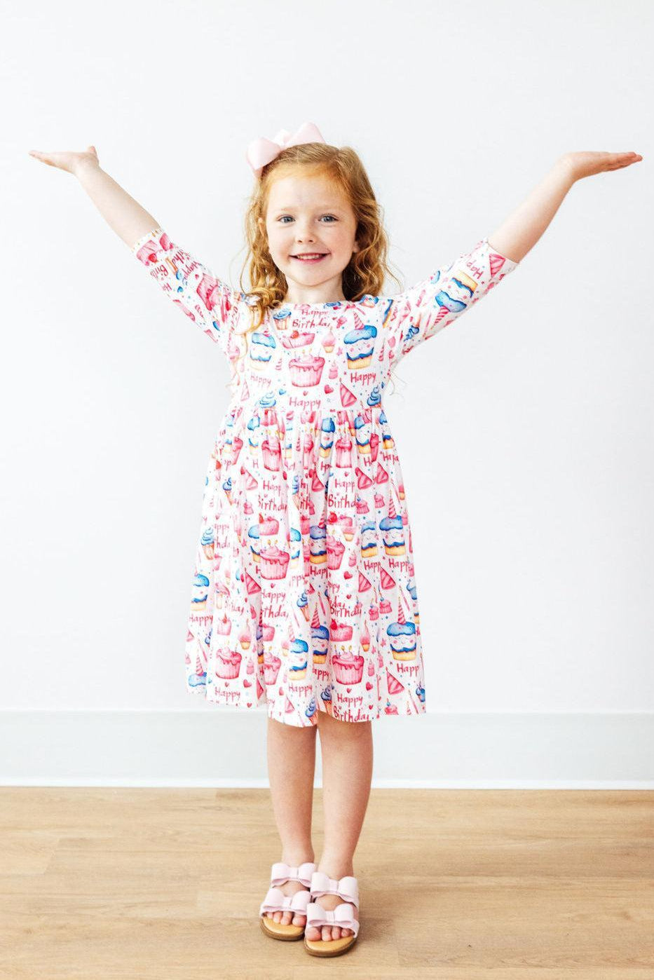 Birthday Girl 3/4 Sleeve Pocket Twirl Dress - Mila & Rose ®