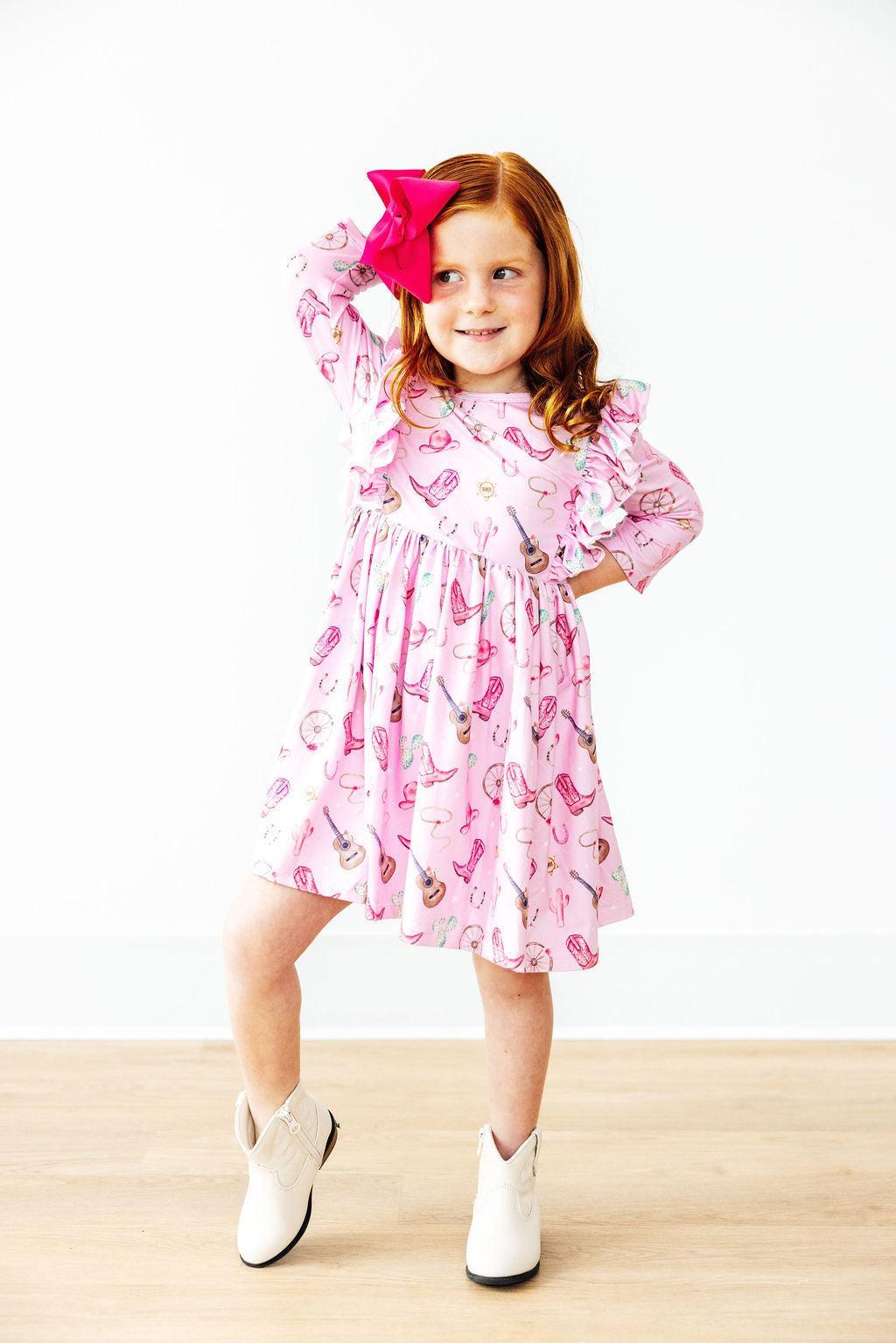 Boot Scootin’ 3/4 Sleeve Ruffle Twirl Dress - Mila & Rose ®