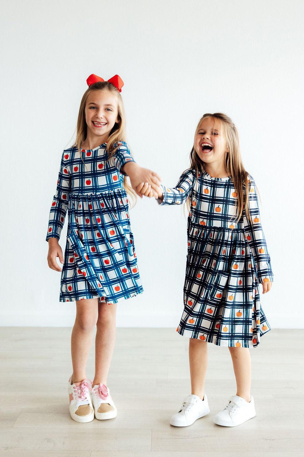 Halloween Plaid Pumpkins Pocket Twirl Dress - Mila & Rose ®