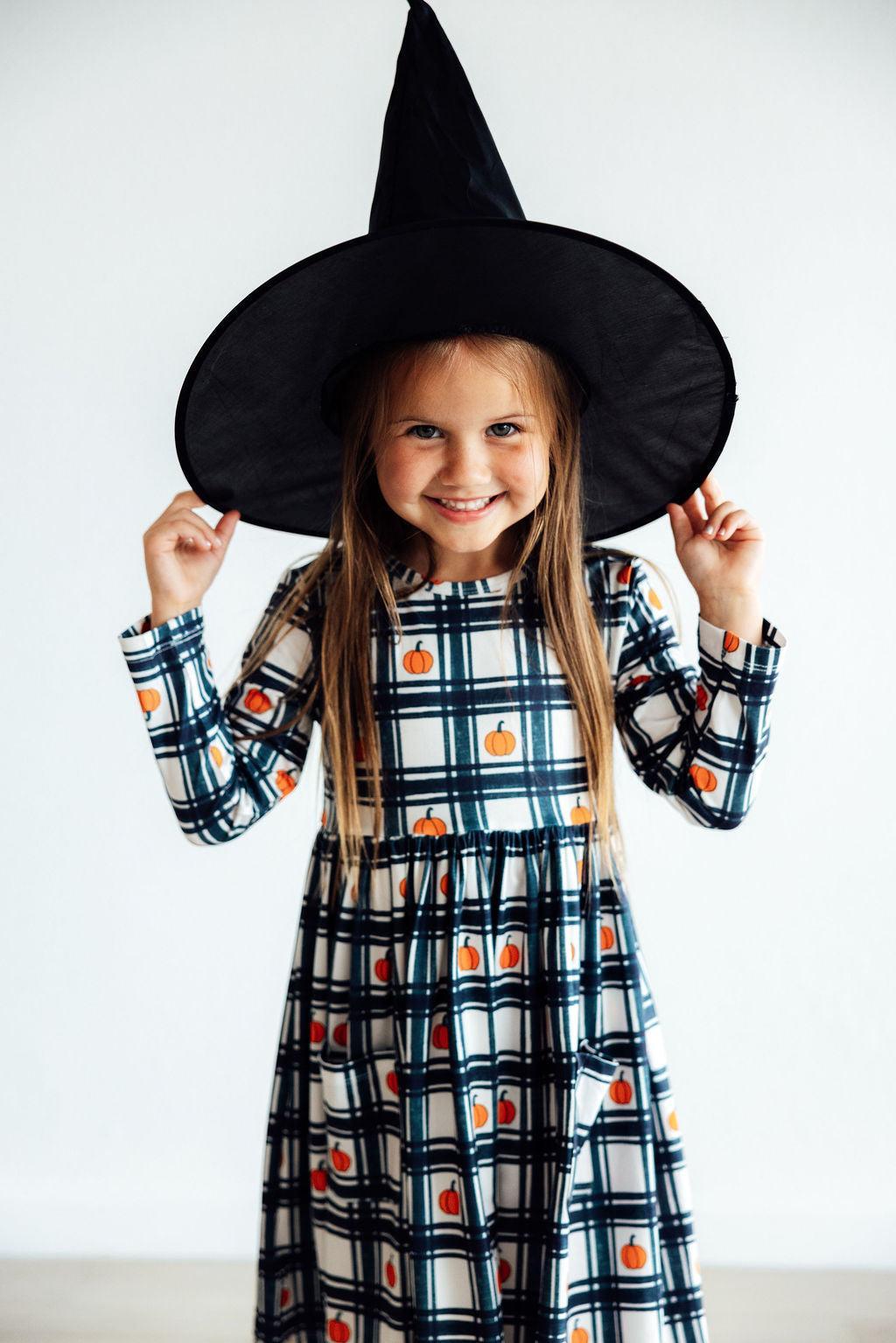Halloween Plaid Pumpkins Pocket Twirl Dress - Mila & Rose ®