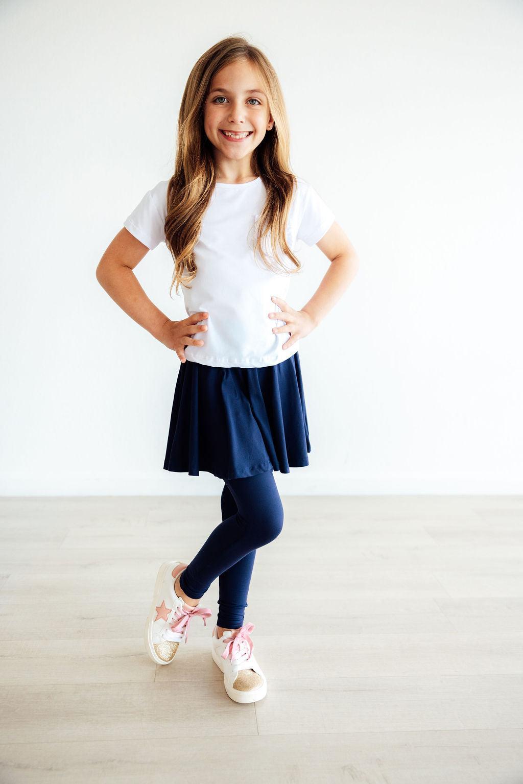 Navy Twirl Skegging - Leggings with Skirt - Mila & Rose ®