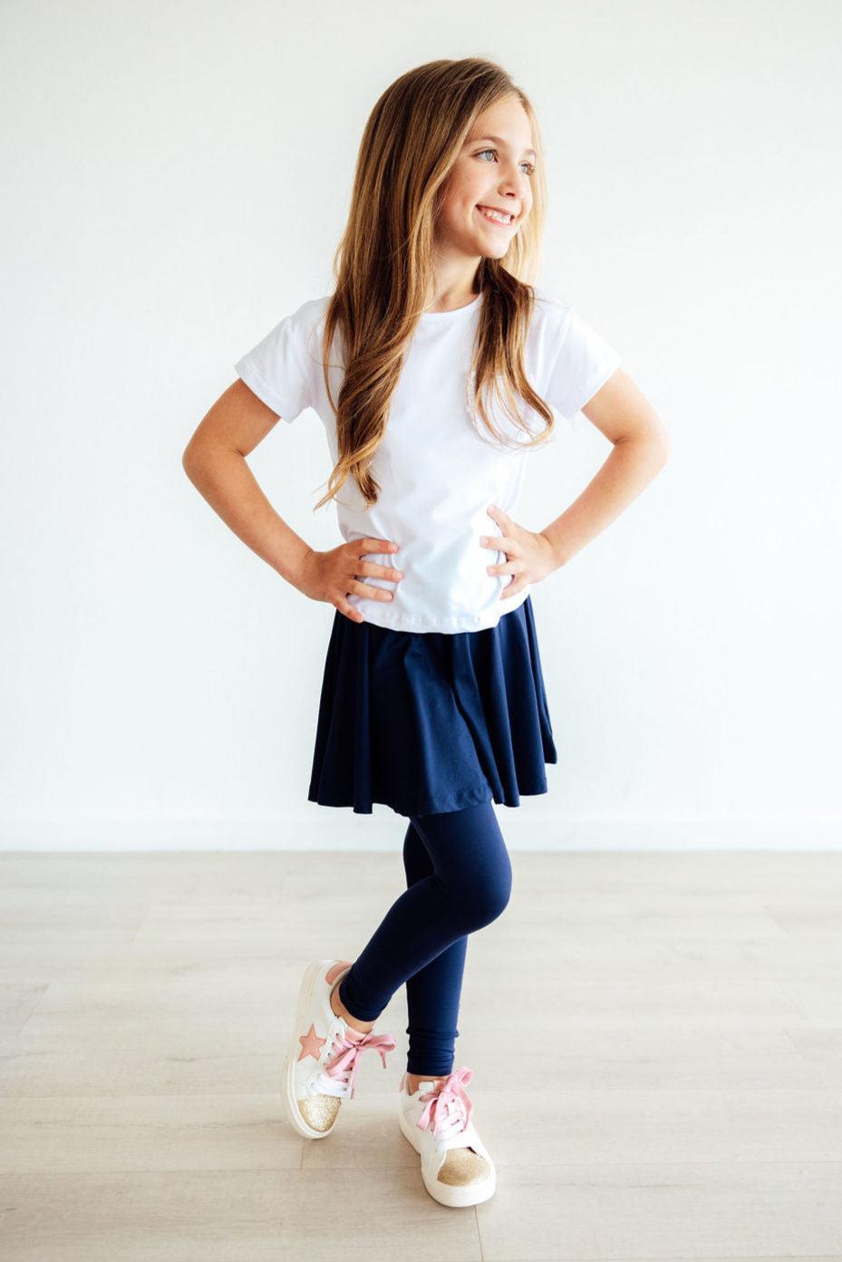 Navy Twirl Skegging - Leggings with Skirt - Mila & Rose ®