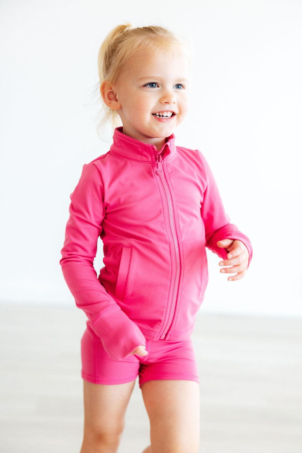 Fuchsia Pink Ruffle Activewear Zip Jacket - Mila & Rose ®