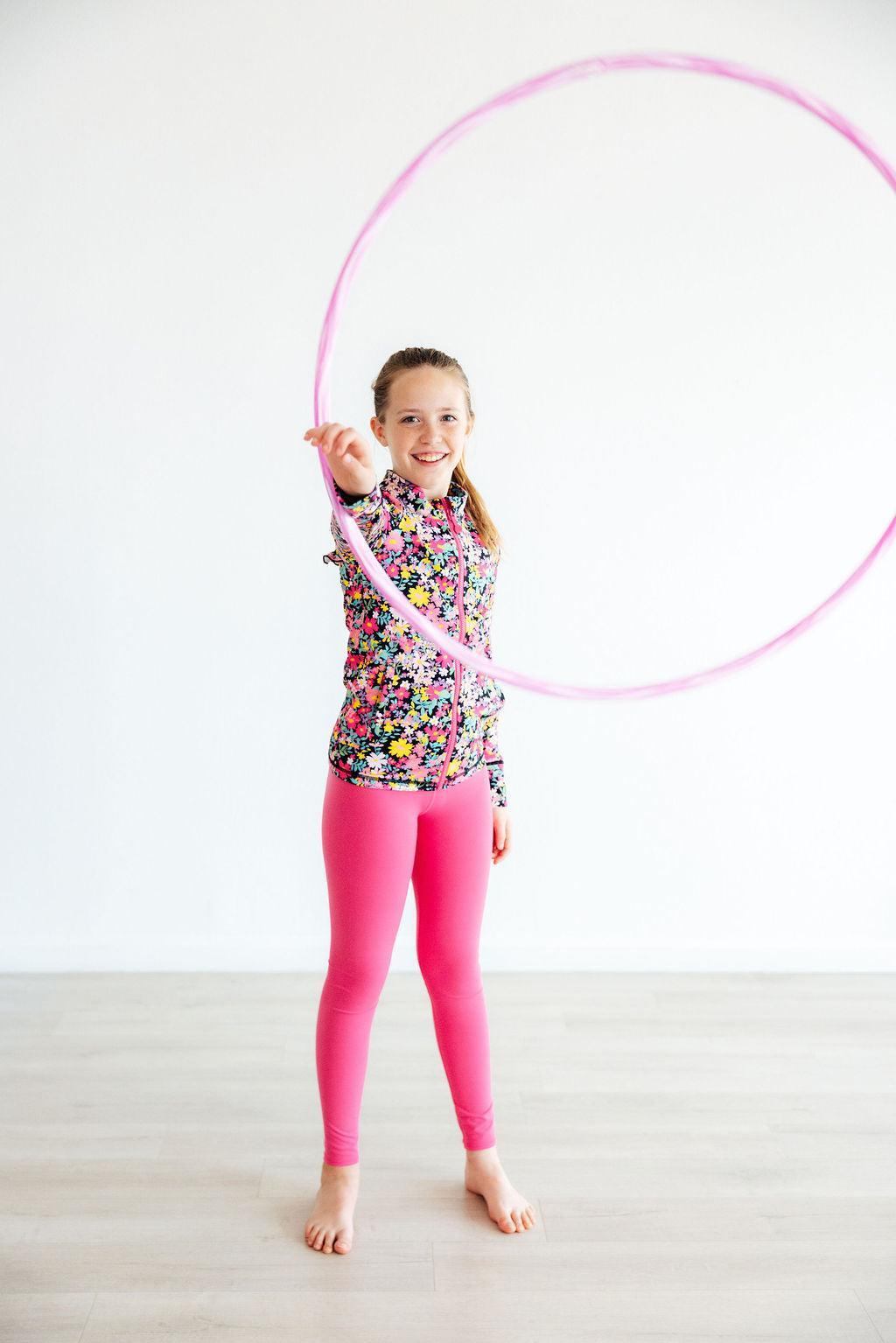 Flexible Floral Ruffle Activewear Zip Jacket - Mila & Rose ®