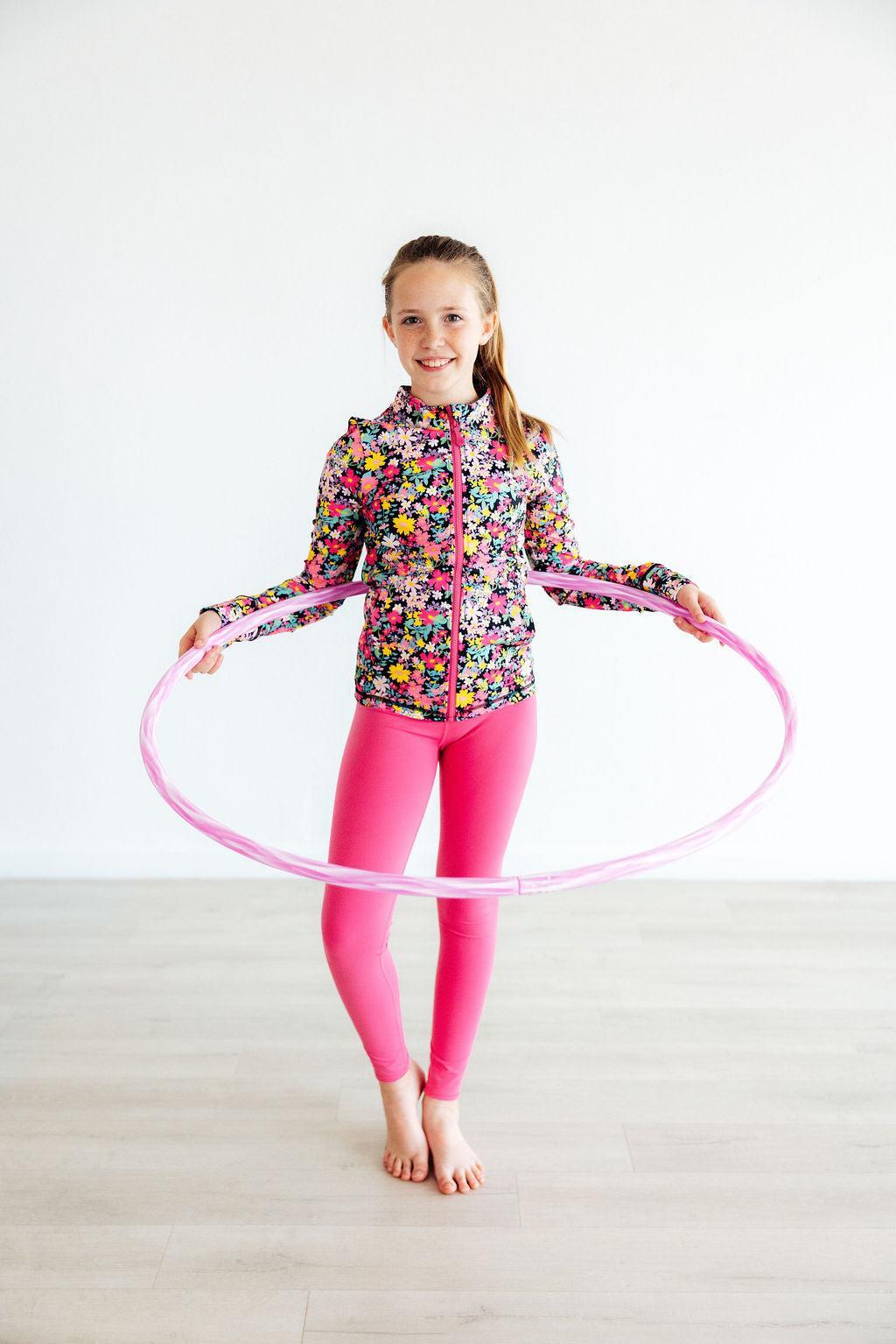 Flexible Floral Ruffle Activewear Zip Jacket - Mila & Rose ®