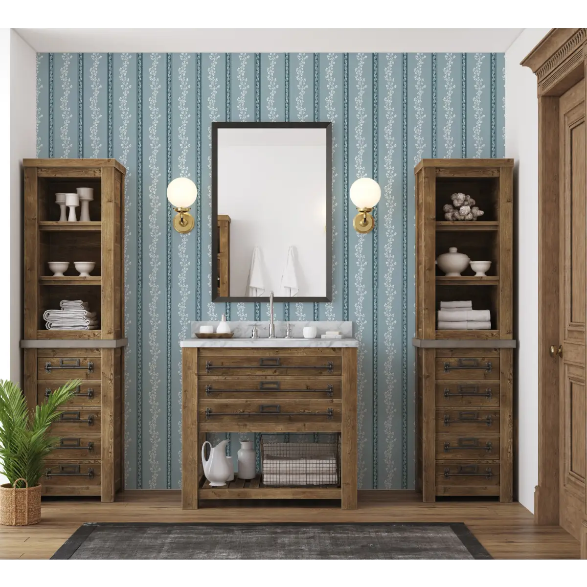 Miller Wallpaper - Floral Stripe - by Gooseberry Moon - Loomwell Home Goods