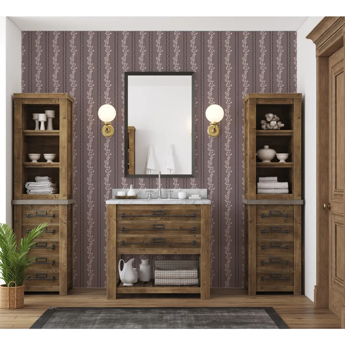 Miller Wallpaper - Floral Stripe - by Gooseberry Moon - Loomwell Home Goods