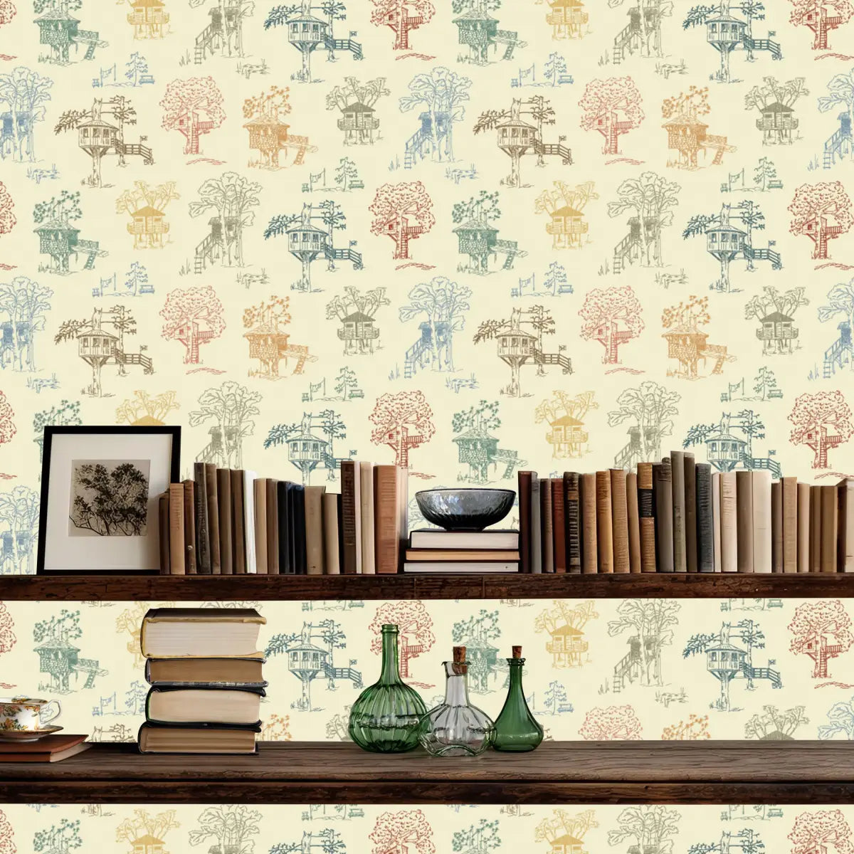 Milo Wallpaper - Treehouse Line Drawings - by ArtShades - Loomwell Home Goods