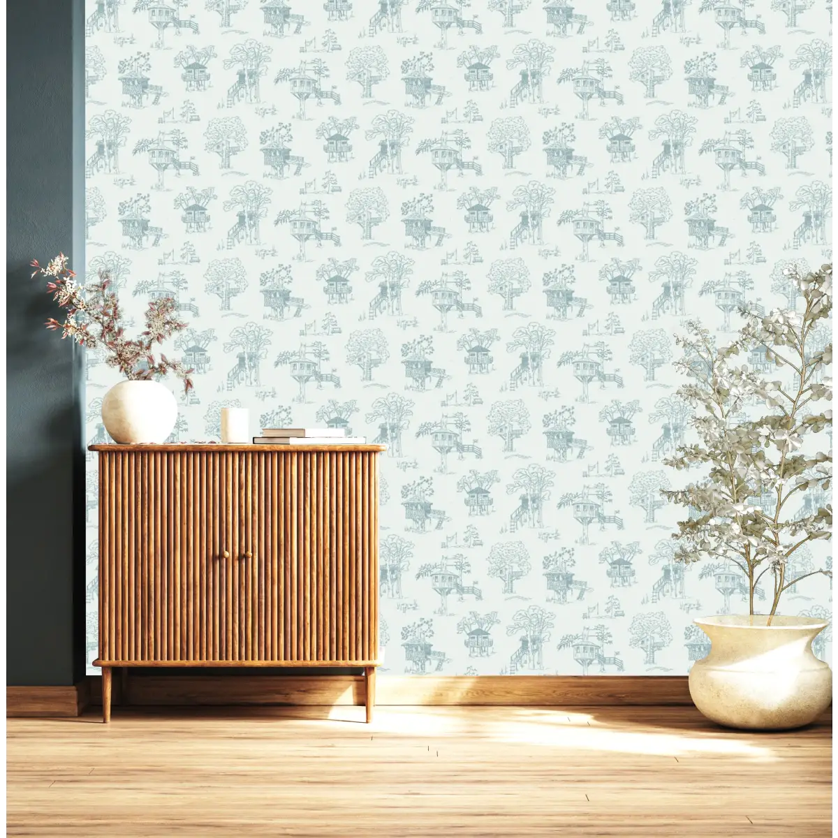 Milo Wallpaper - Treehouse Line Drawings - by ArtShades - Loomwell Home Goods