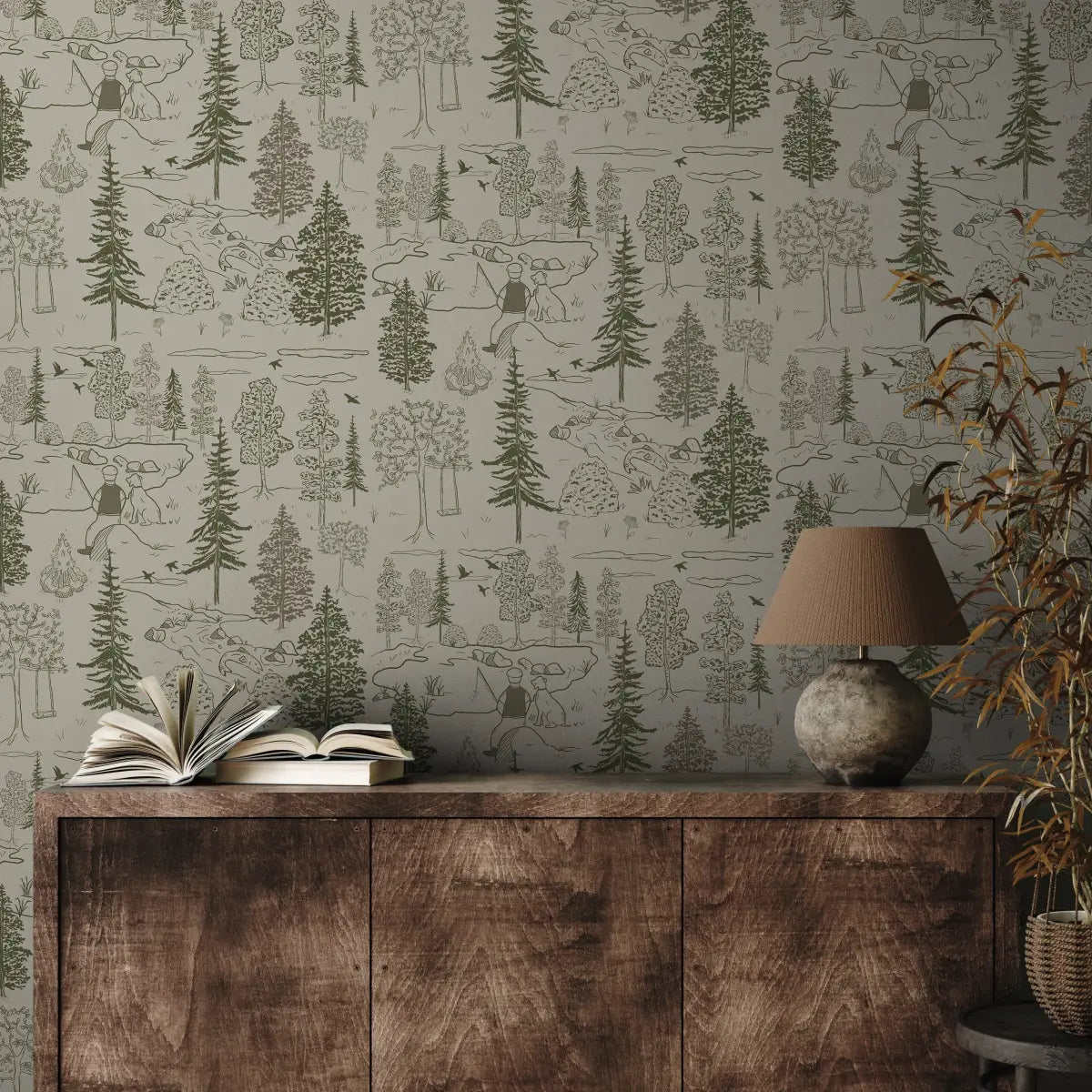 Milton Wallpaper - Fishing Buddies - by Painted Hawk Design - Loomwell Home Goods