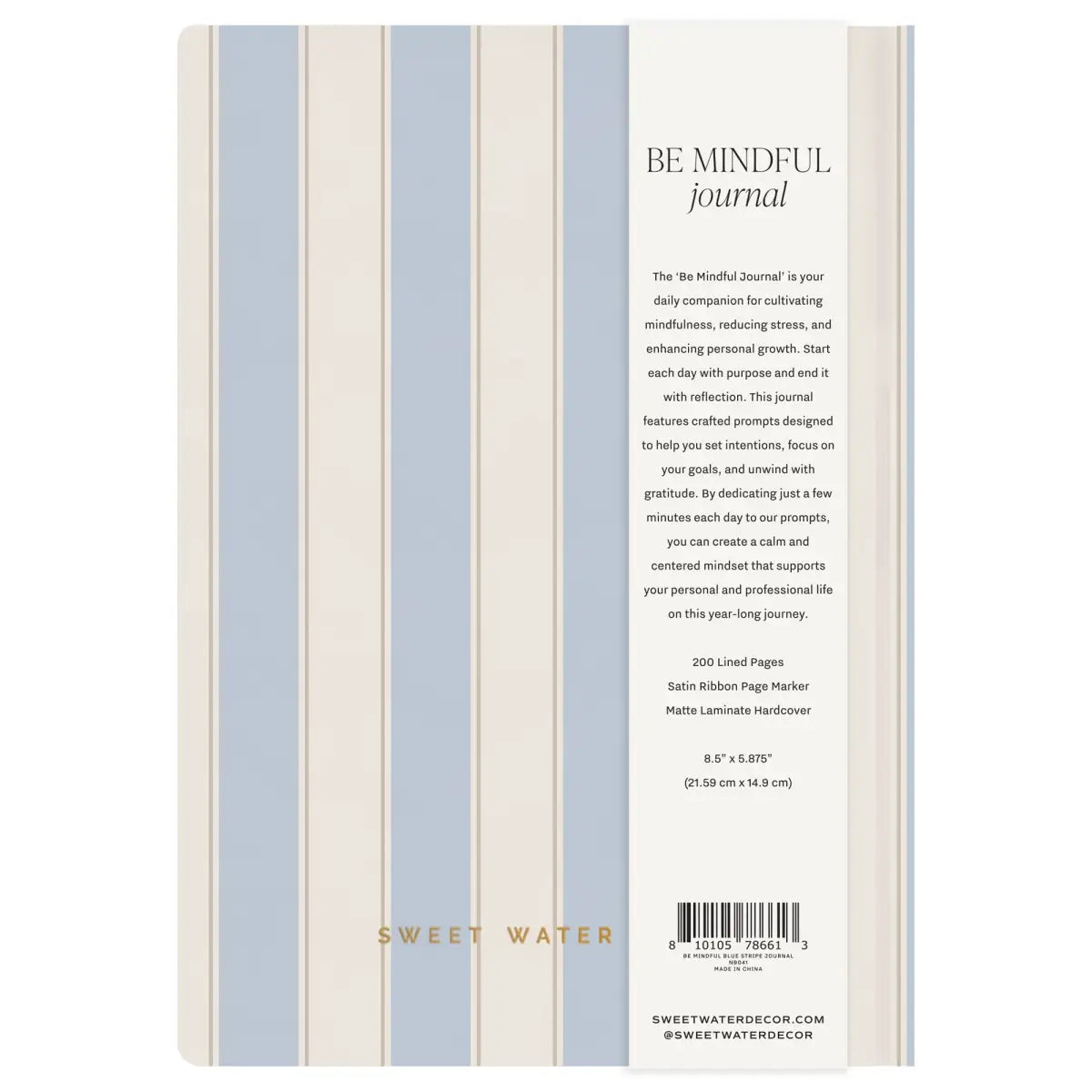 Be Mindful Striped Journal - Sweet Water Decor
