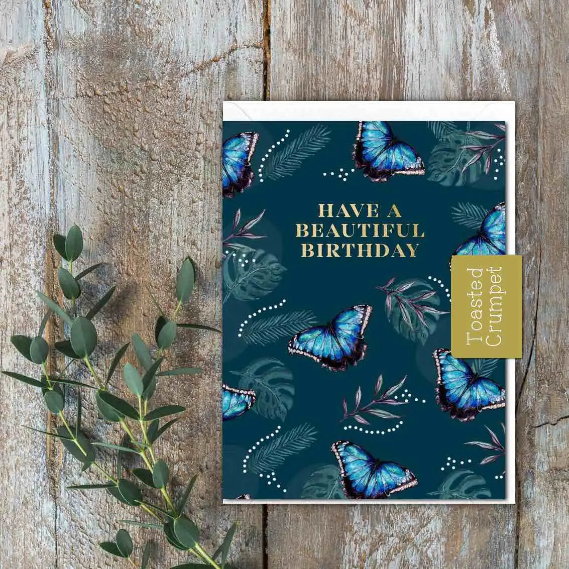 Mini Birthday Card - Blue Morpho Butterflies - Toasted Crumpet (US Duties Paid)