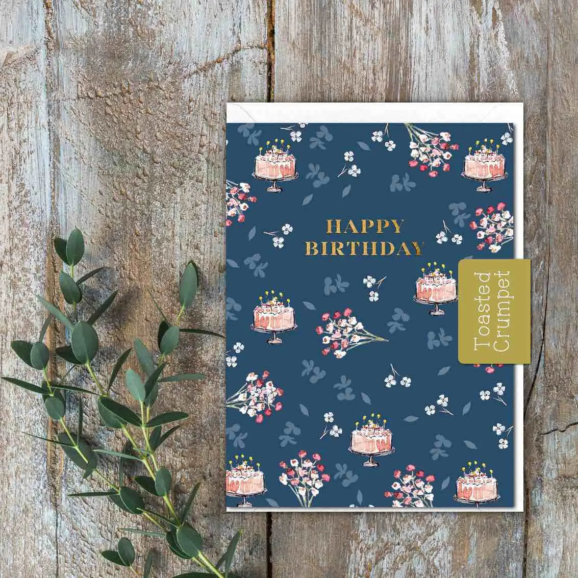 Mini Birthday Card - Cake & Candles - Toasted Crumpet (US Duties Paid)
