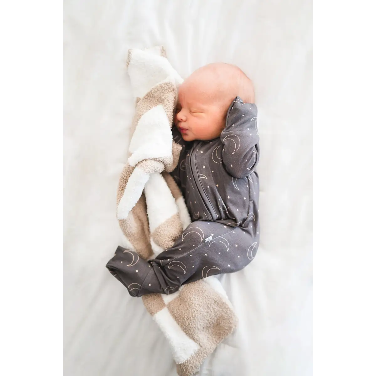 Mini Blanket - Checker Taupe/White - Harp Angel Boutique