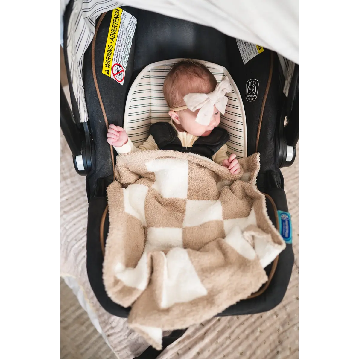 Mini Blanket - Checker Taupe/White - Harp Angel Boutique