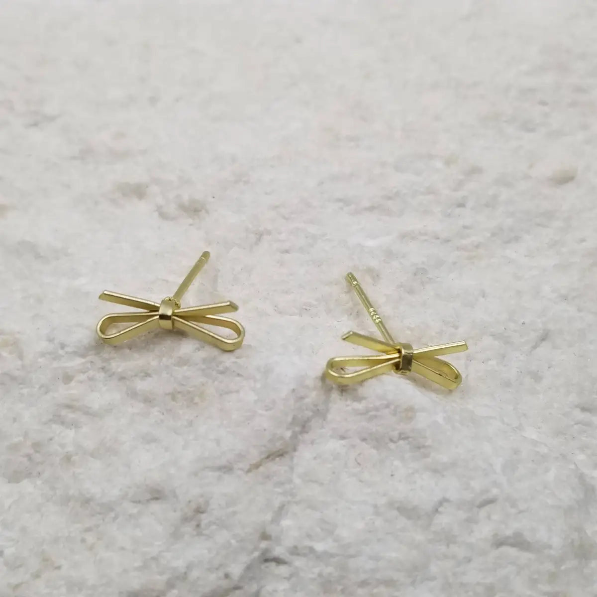 Mini Bowknot Earrings - Gold Silver - Gold - Honeybee Vintage