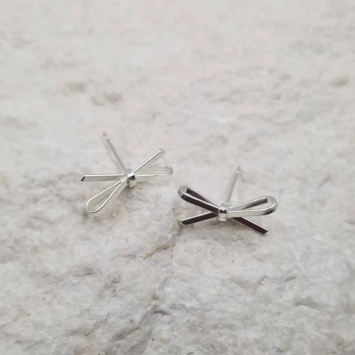 Mini Bowknot Earrings - Gold Silver - Silver - Honeybee Vintage