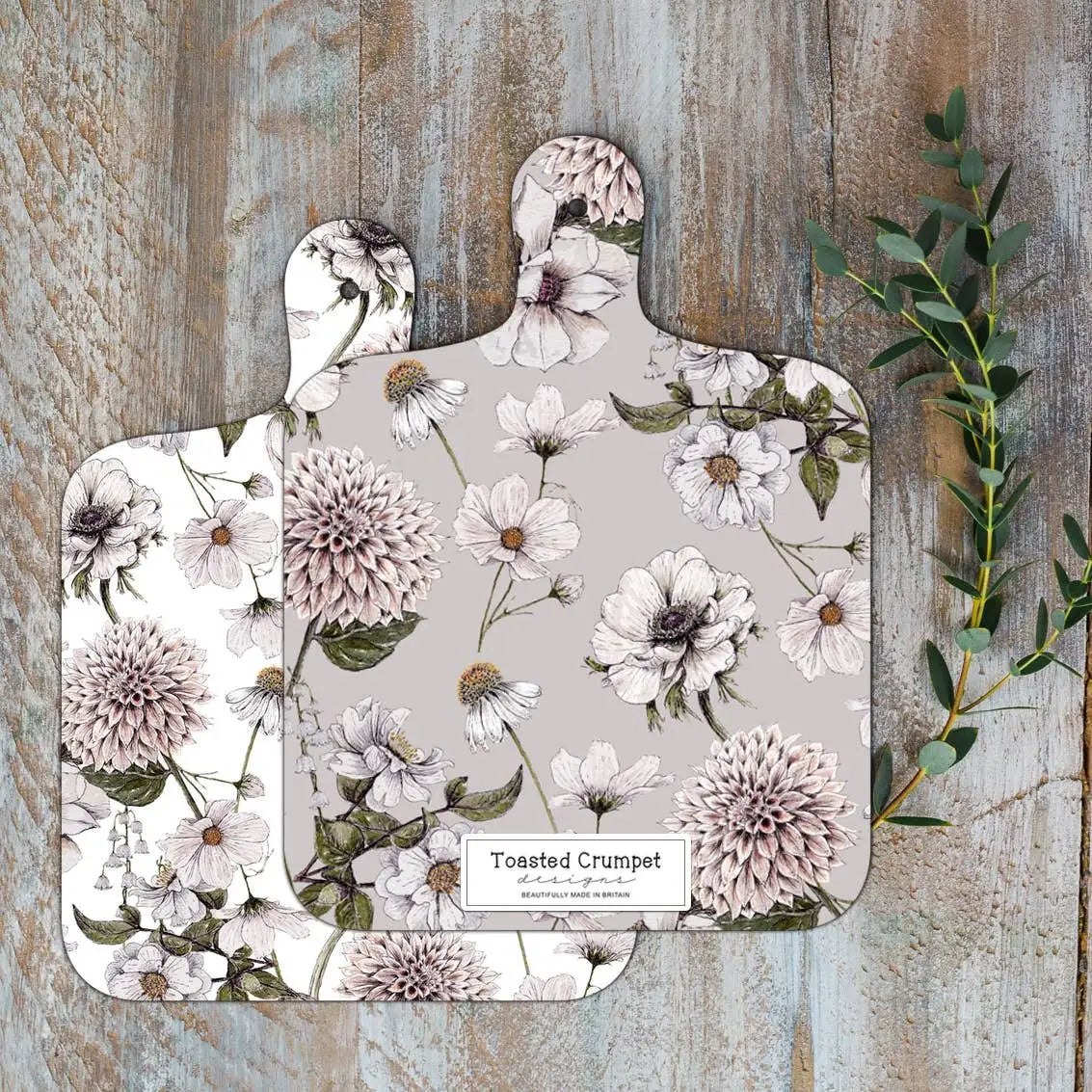 Mini Cutting Board - White Floral - Toasted Crumpet (US Duties Paid)