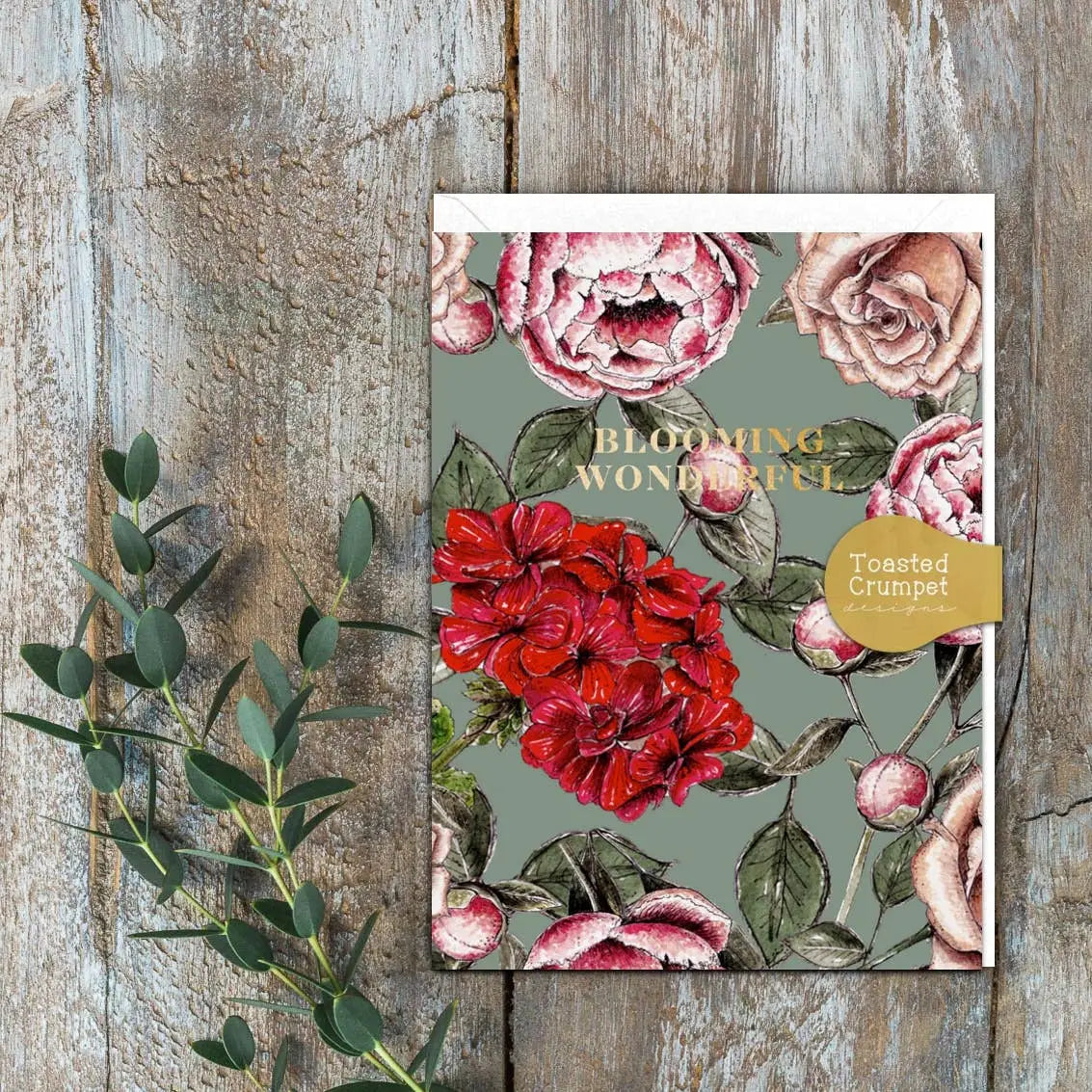 Mini Greeting Card - Blooming Wonderful - Toasted Crumpet (US Duties Paid)