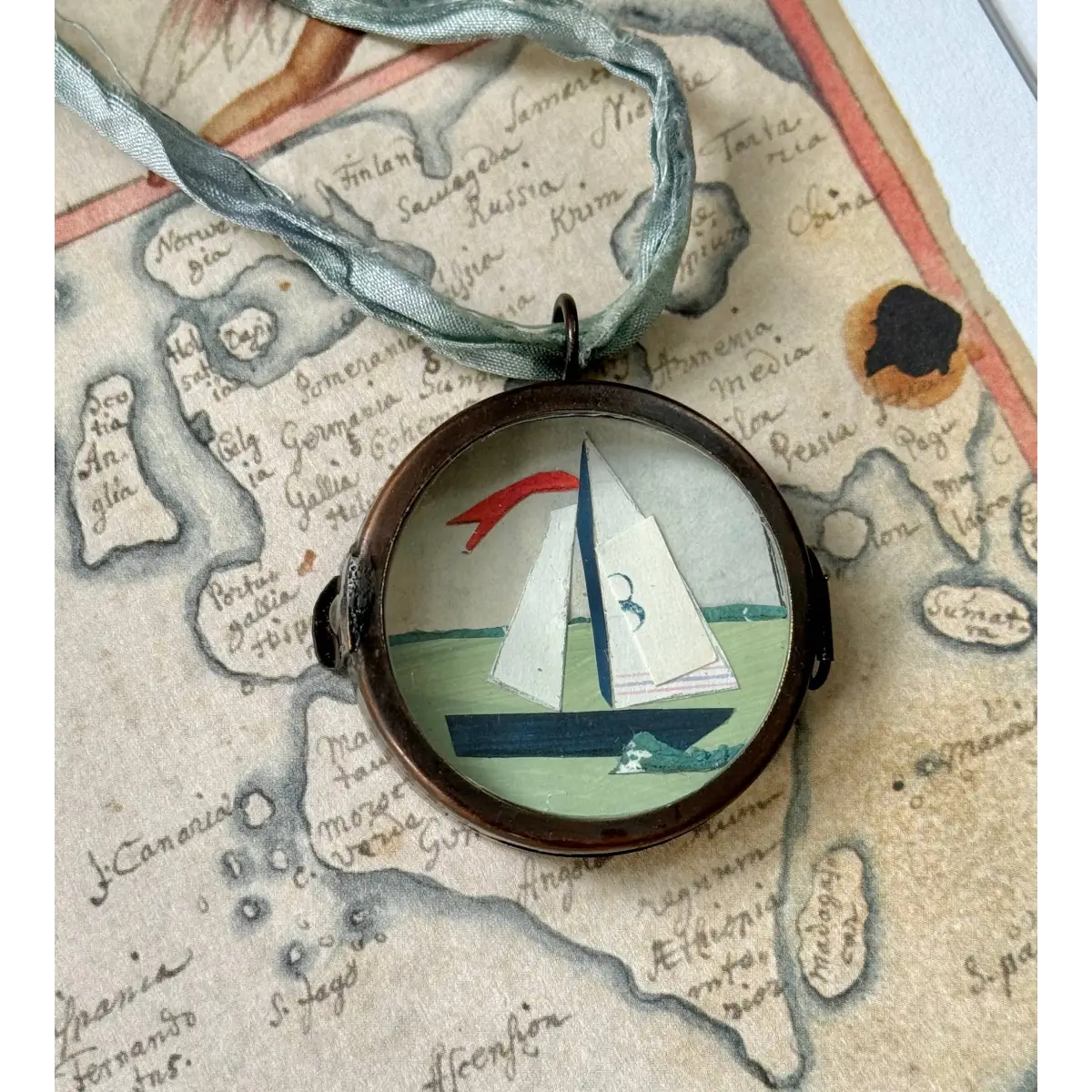 Miniature Art - Sail No. 8 - Small Locket - Maris Mirum