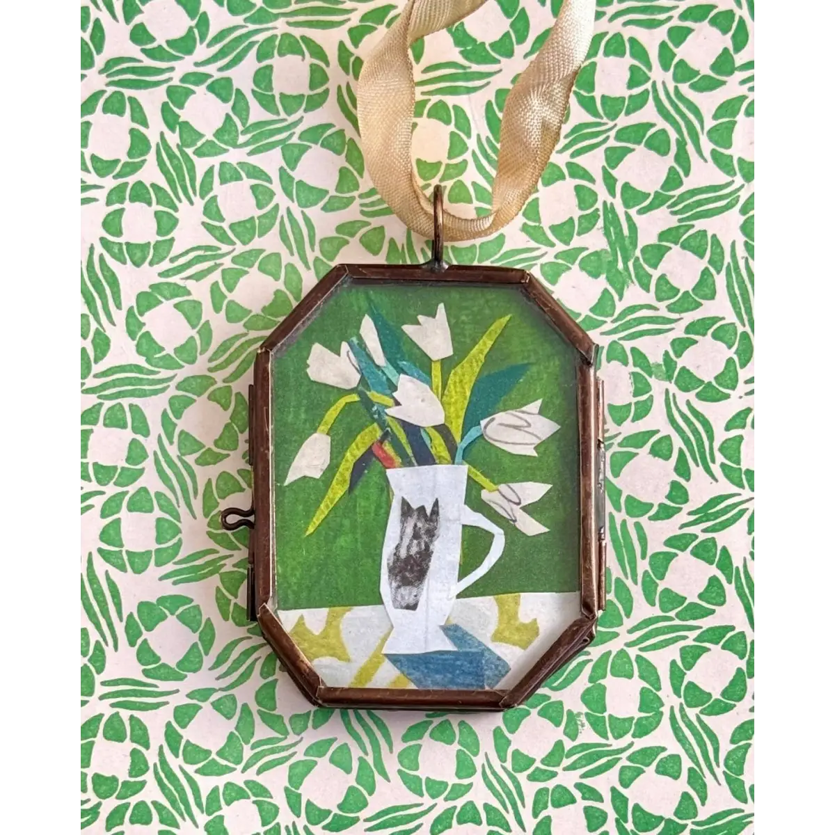 Miniature Art - White Tulips - Small Locket - Maris Mirum