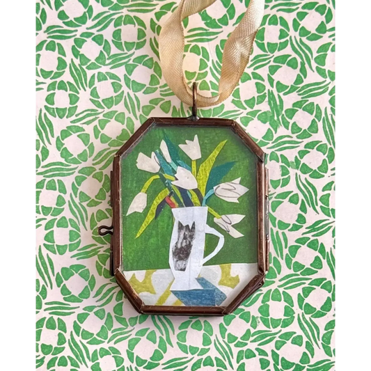 Miniature Art - White Tulips - Small Locket - Maris Mirum