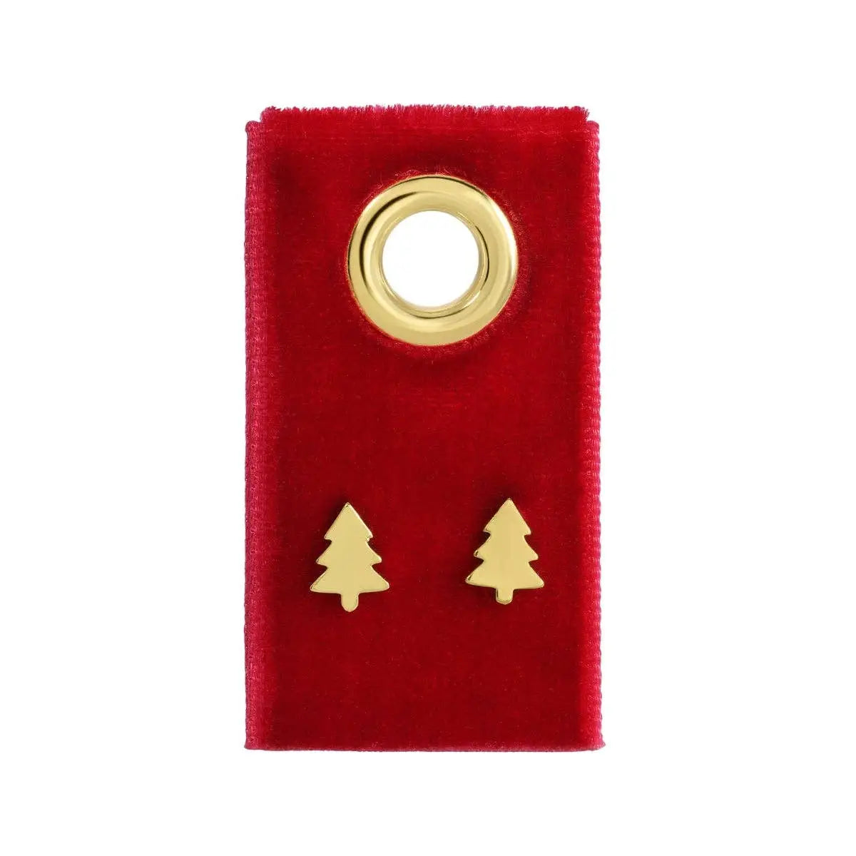 Christmas Tree Stud Earrings on Velvet Gift Tag - Splendid Iris