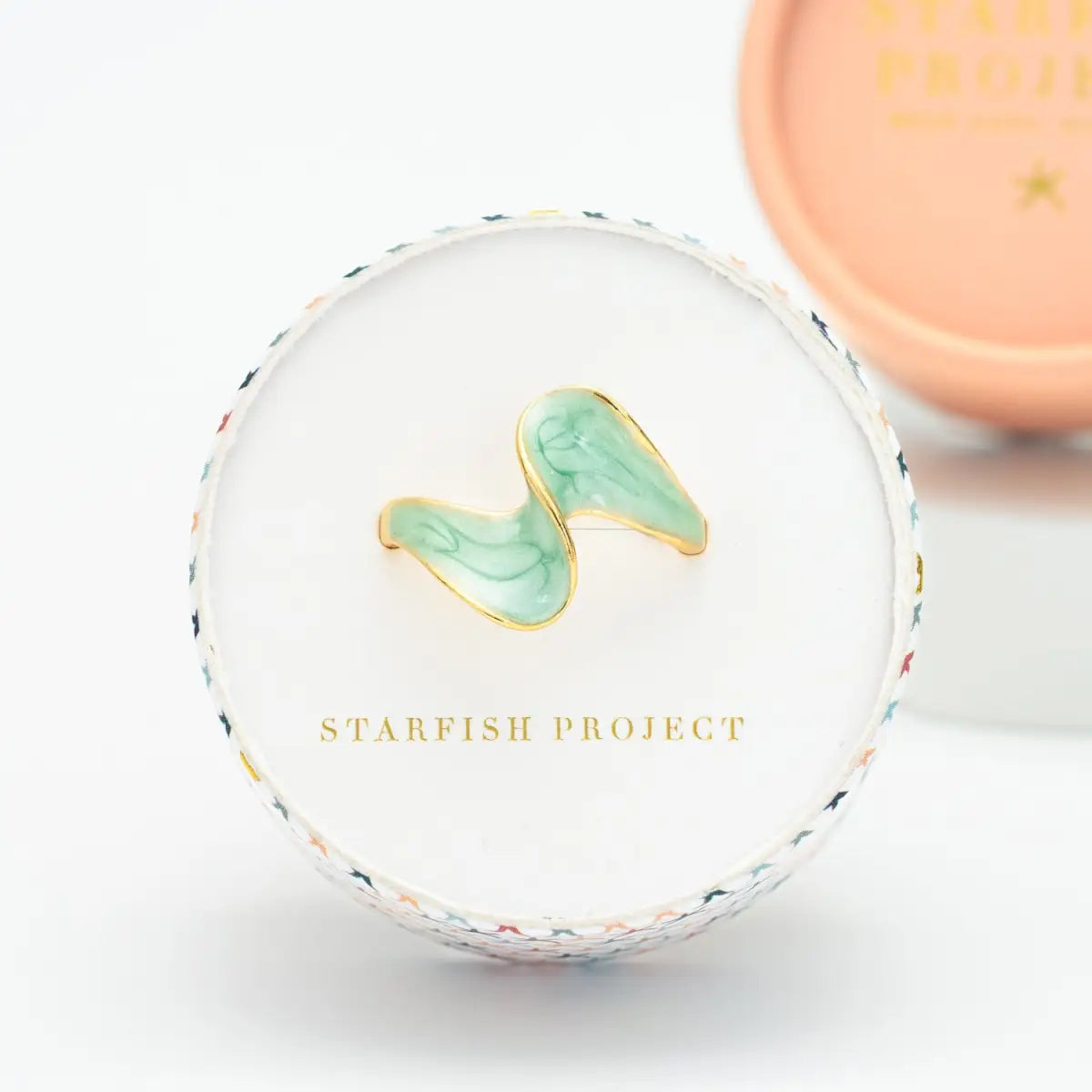 Mint Green and Gold Modern Ring - Ribbon of Light - Starfish Project