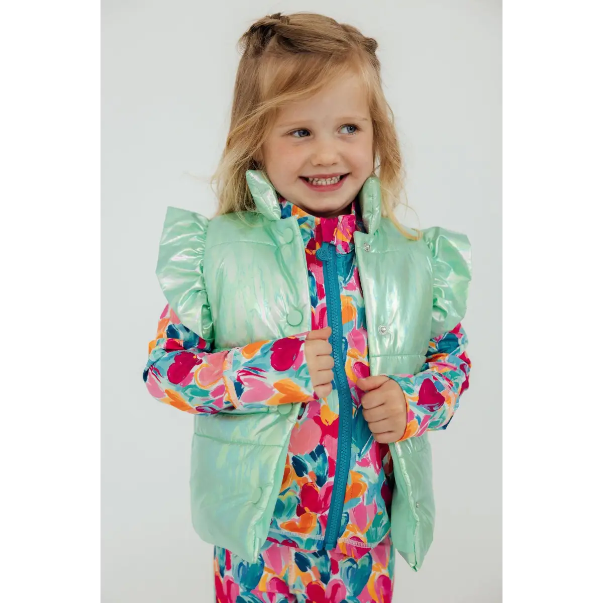 Mint Iridescent Puffer Vest - Mila & Rose ®
