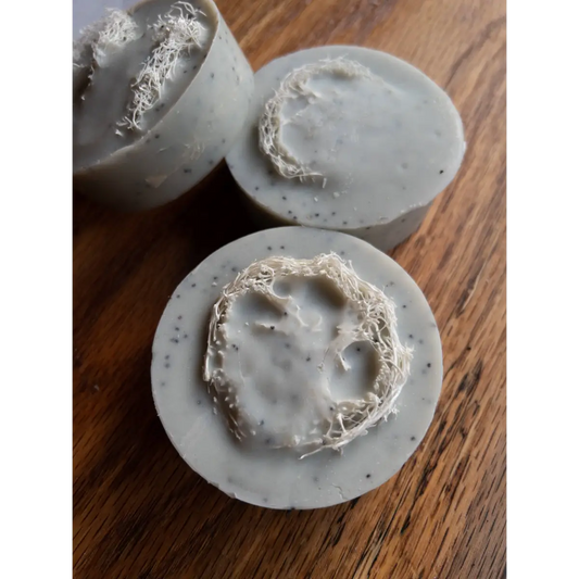 Loofah Soap Bar - Mint with Pumice & Poppy Seeds - Handmade Natural - The Ash House Soap Studio