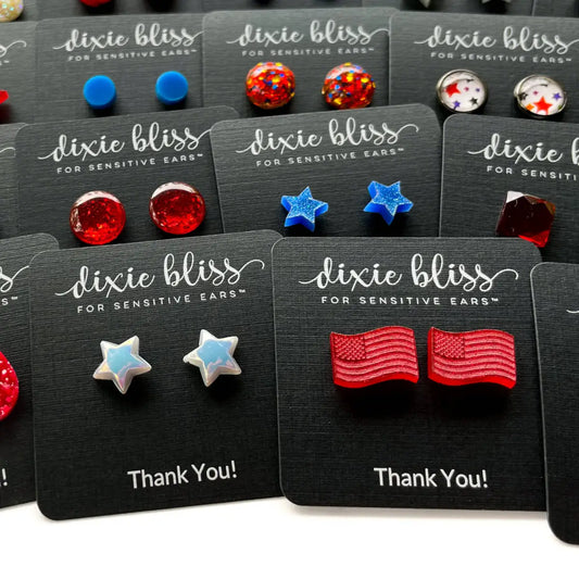 Patriotic Stud Earrings - Misc. Colors and Styles - Dixie Bliss