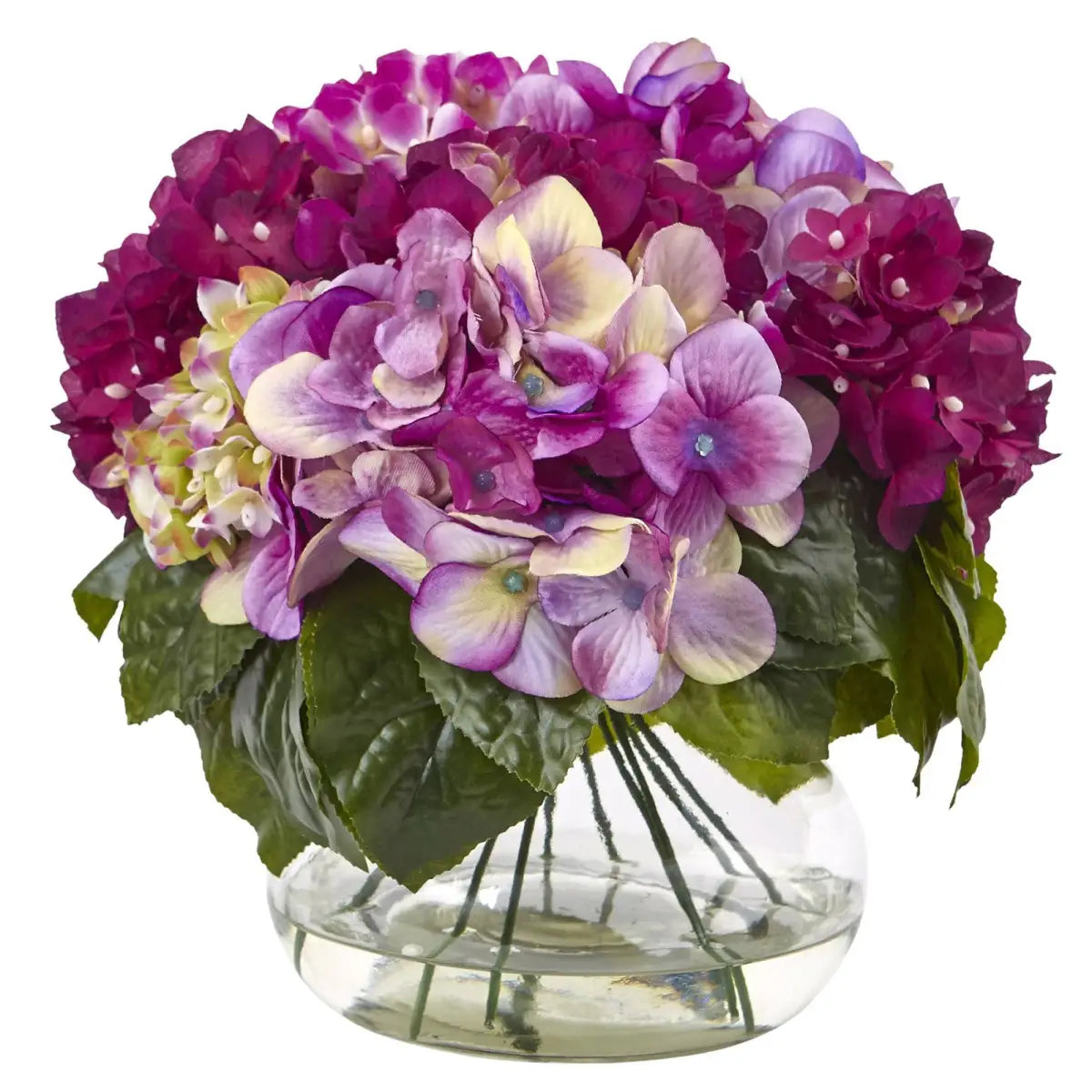 Mixed Hydrangea w/Vase - Beauty - Nearly Natural