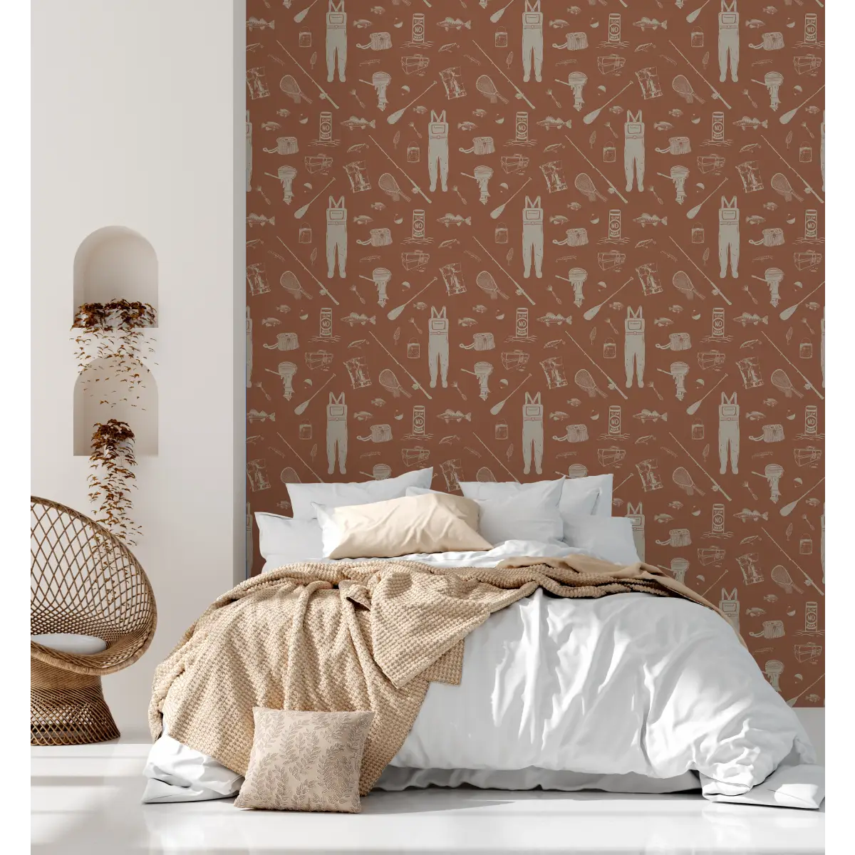 Moby Wallpaper - Fishing Gear - by Kim Hallquist Designs - Loomwell Home Goods