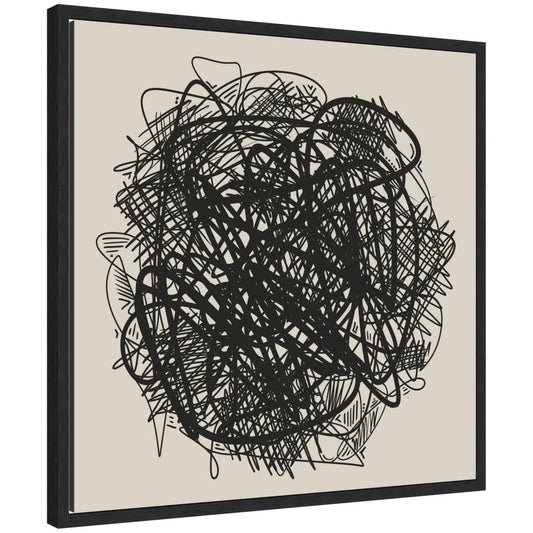 Modern Abstract Linework Loofah - Framed Canvas Wall Art Print - kateandlaurel