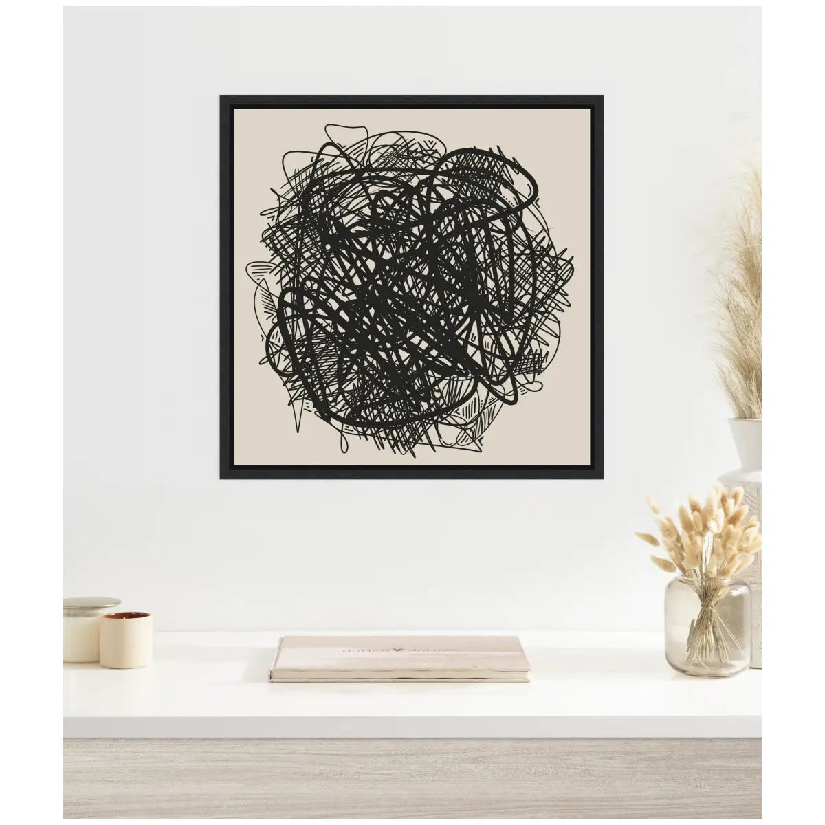 Modern Abstract Linework Loofah - Framed Canvas Wall Art Print - kateandlaurel