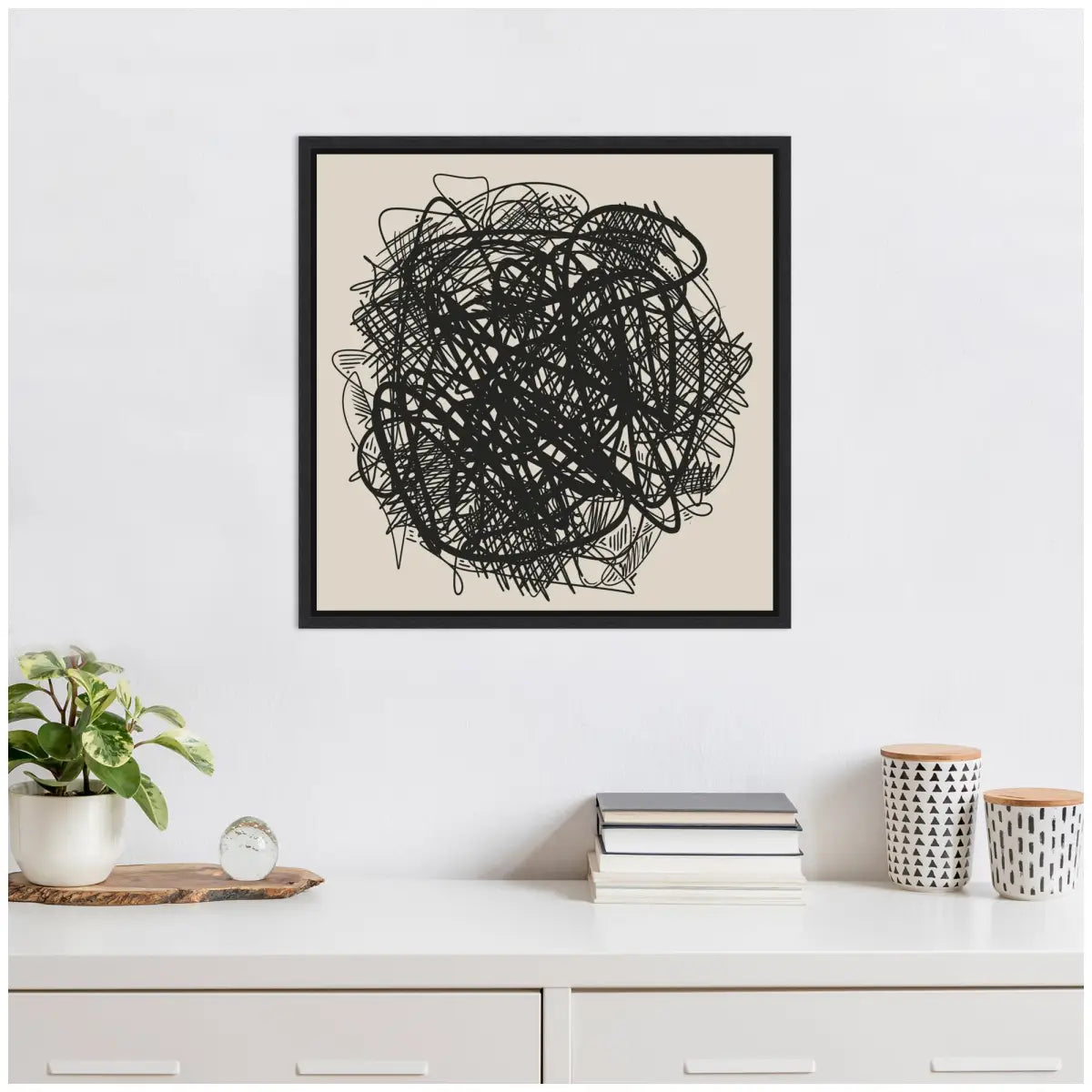 Modern Abstract Linework Loofah - Framed Canvas Wall Art Print - kateandlaurel
