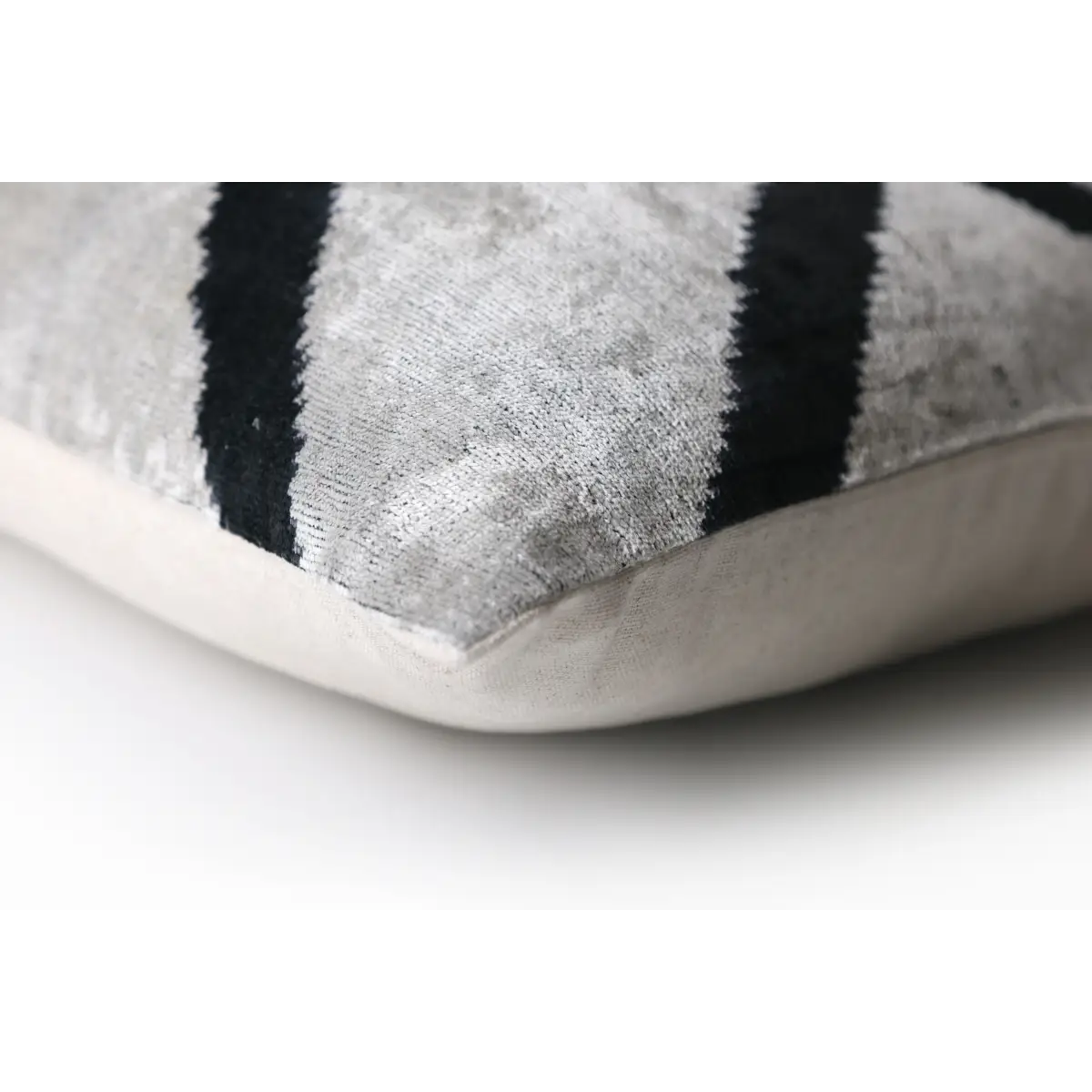 Modern Black & White Chevron Ikat Velvet Pillow – 16x16 Handmade Cushion - Canvello