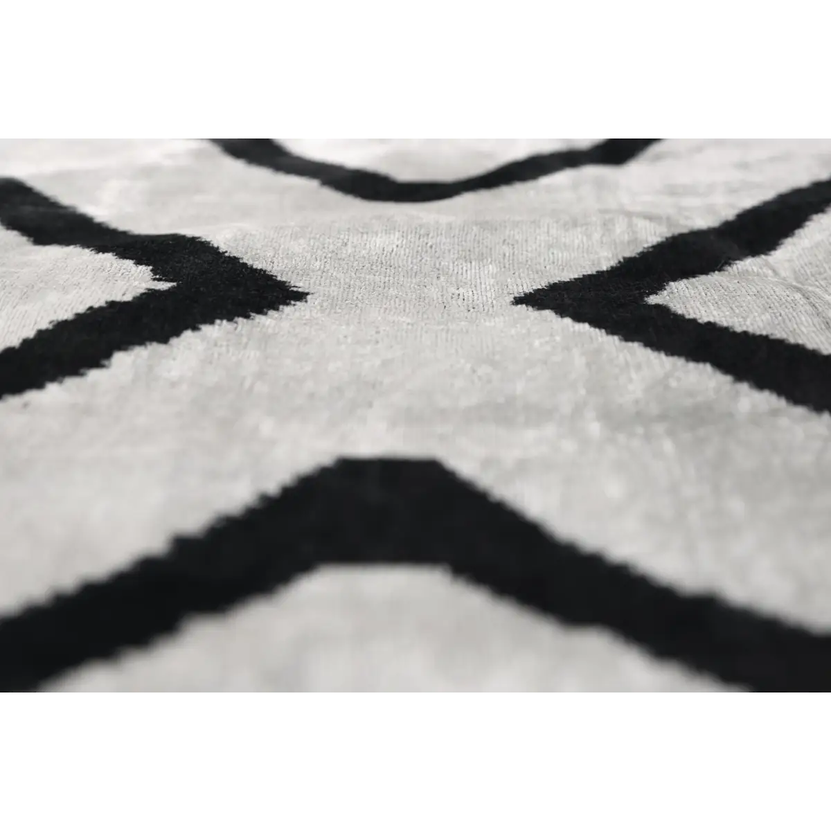 Modern Black & White Chevron Ikat Velvet Pillow – 16x16 Handmade Cushion - Canvello