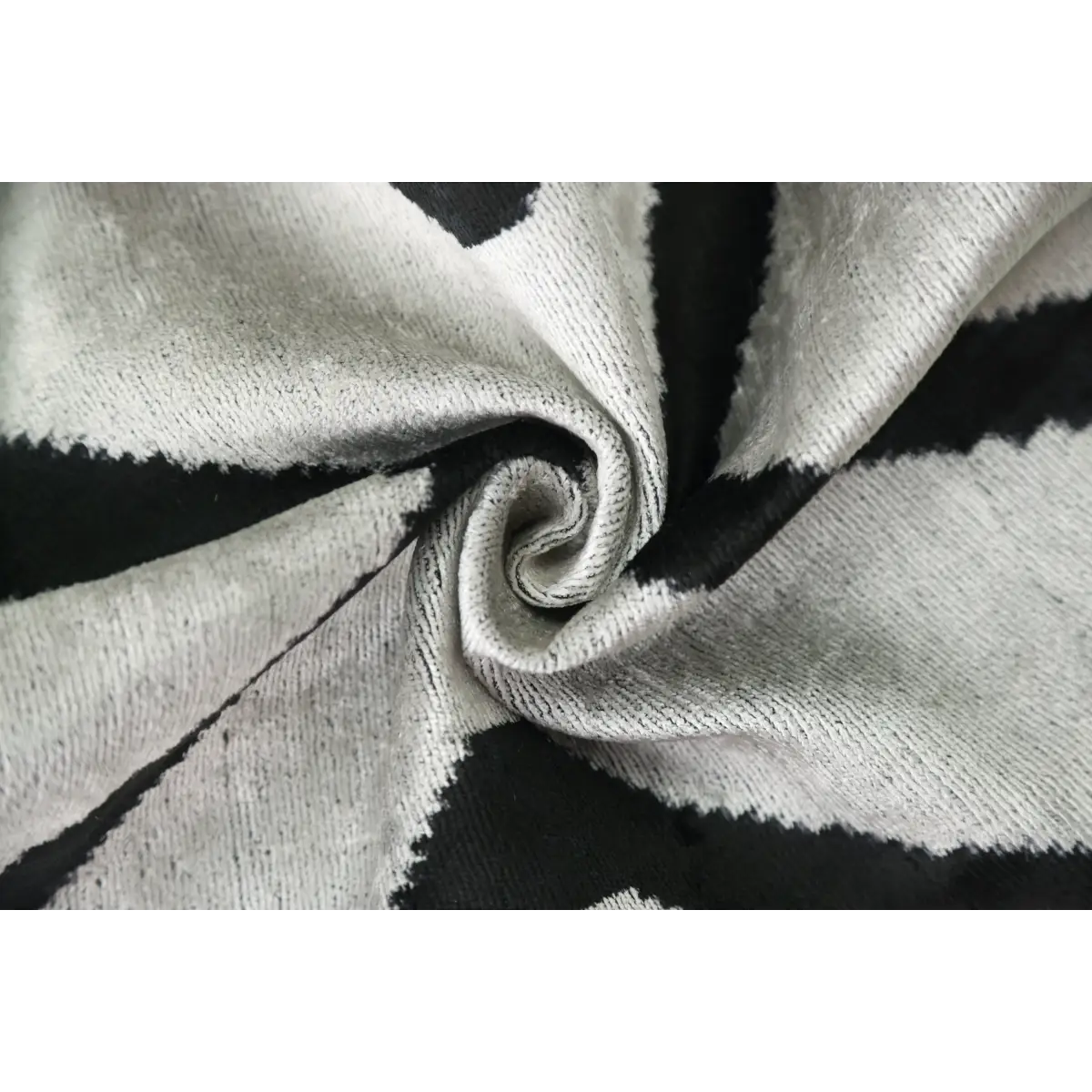 Modern Black & White Chevron Ikat Velvet Pillow – 16x16 Handmade Cushion - Canvello