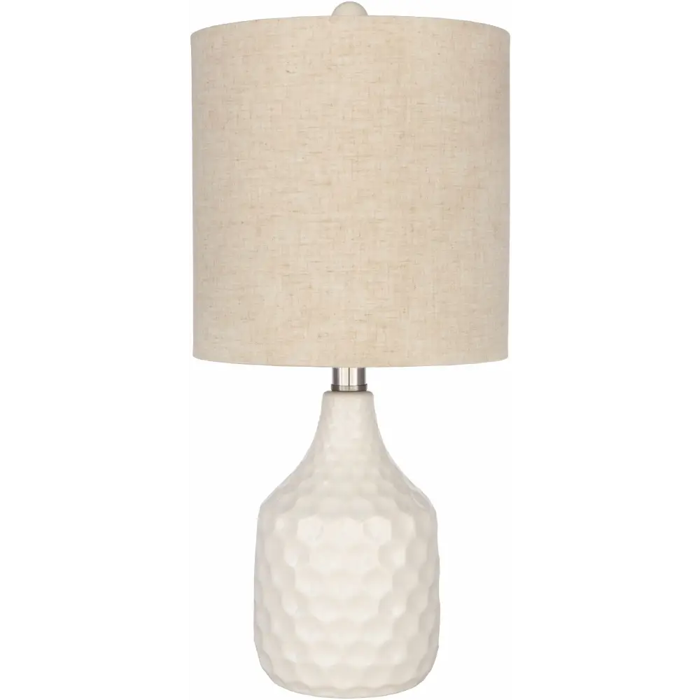 Modern Textured Ivory Ceramic Table Lamp - 18.5’’H x 9’’W x 9’’D - Boutique Rugs