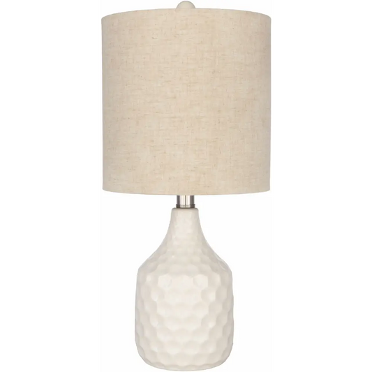 Modern Textured Ivory Ceramic Table Lamp - 18.5’’H x 9’’W x 9’’D - Boutique Rugs