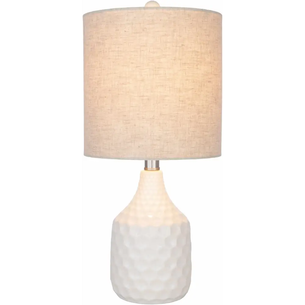 Modern Textured Ivory Ceramic Table Lamp - 18.5’’H x 9’’W x 9’’D - Boutique Rugs