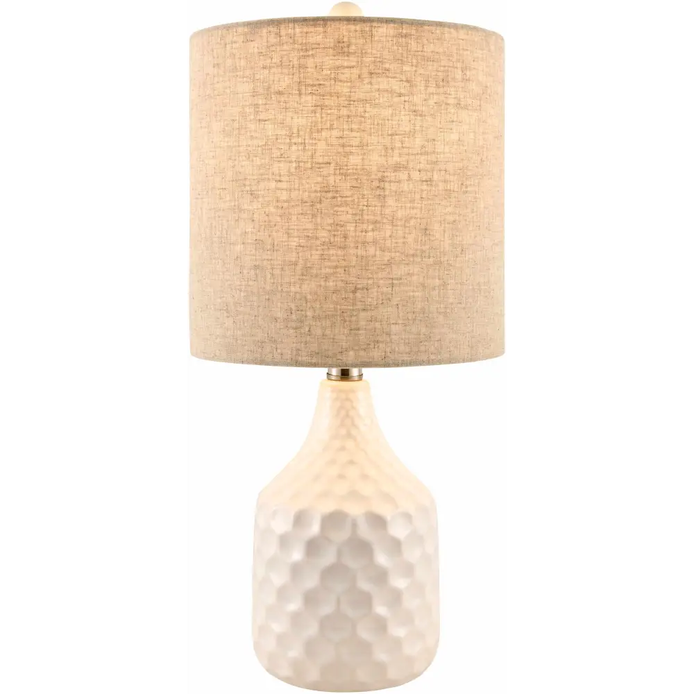 Modern Textured Ivory Ceramic Table Lamp - 18.5’’H x 9’’W x 9’’D - Boutique Rugs